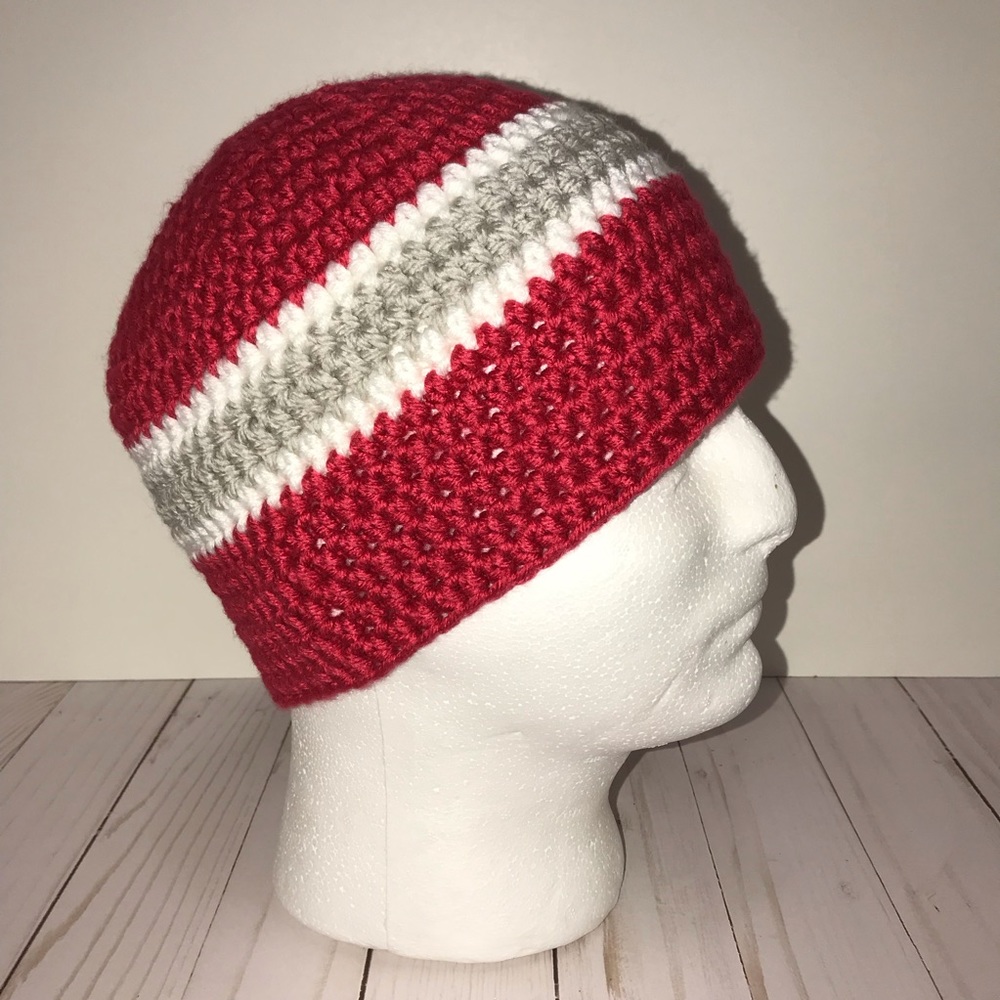 Red, Grey and White Beanie